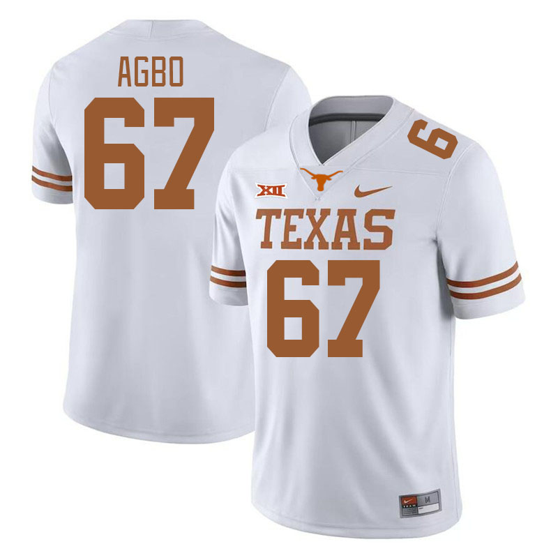 Men #67 Malik Agbo Texas Longhorns College Football Jerseys Stitched-White